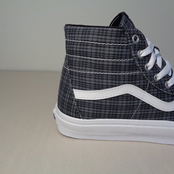 Vans Size 12 M Sk8-Hi TAPERED Black Plaid Canvas Sneakers New Women's Shoes - Picture 3 of 15